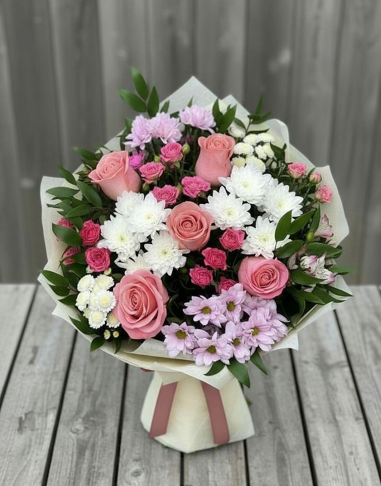 Букет цветов из: Альстромерии, Гвоздики, Розы и Хризантемы в Уржуме