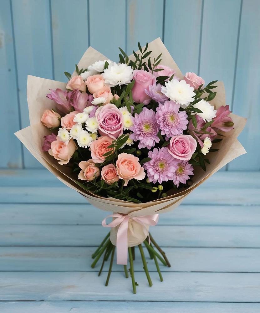 Букет цветов из: Хризантемы, Розы и Альстромерии в Уржуме