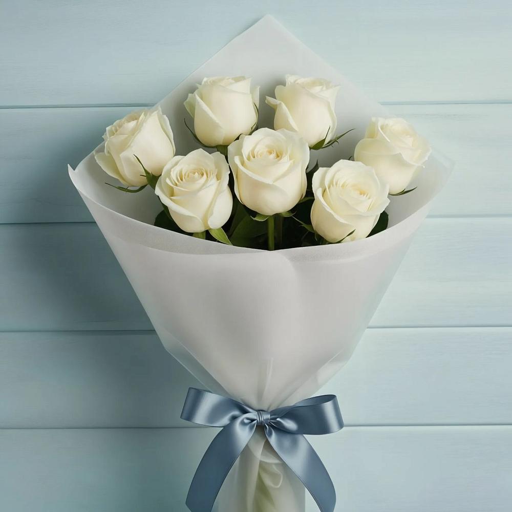 Букет 7 Белых роз Эдлесс Лав в Уржуме