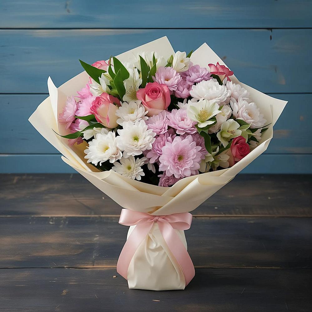 Букет цветов из: Хризантемы, Альстромерии и Розы в Уржуме